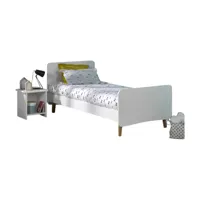 lit avec pieds bois massif blanc 90x200 cm