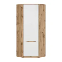 armoire d'angle 1 porte blanche et naturelle