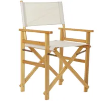 fauteuil de jardin pliant en bois et tissu beige 56x48x87cm