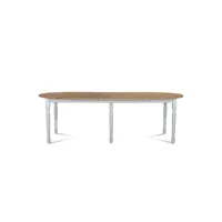 table ronde 6 pieds tournés 115 cm + 3 rallonges bois