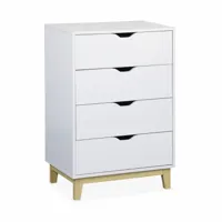 commode blanche scandinave, 4 tiroirs