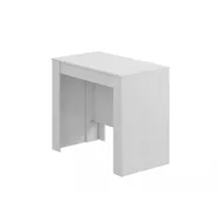 table console à rallonge effet bois blanc brillant 118x51 cm