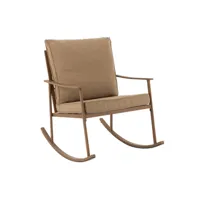 fauteuil à bascule métal bois foncé/beige