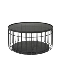 table basse ronde en verre et métal d60cm noir