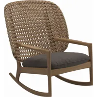 fauteuil à bascule high back bois gris 85x95x84 cm