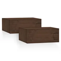 ensemble 2 tables de chevet flottantes en bois de pin marron 40x15cm