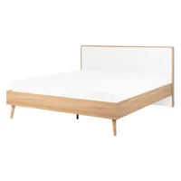 lit double en bois d'ingénierie blanc 140x200