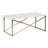 table basse blanche structure dorée