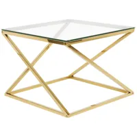 table appoint dorée avec plateau en verre