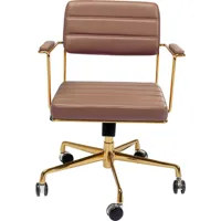 chaise de bureau réglable à roulettes marron et acier doré