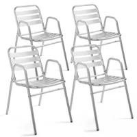lot 4 fauteuils de jardin aluminium gris