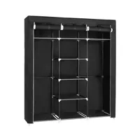 armoire de rangement pliable en tissu noir avec penderie - l150 cm