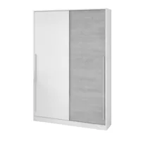armoire 2 portes effet bois ciment, blanc 211x50 cm