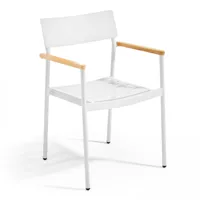 fauteuil de jardin en aluminium et bois blanc