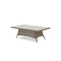 table basse de porche en aluminium et rotin synthétique 140x80x46cm