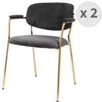 chaise en tissu cotelé carbone et métal doré brossé(x2)