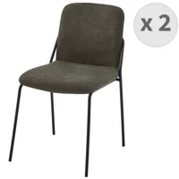 chaise vintage en microfibre ebène et métal noir (x2)
