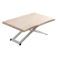 table basse rehaussable bois et acier blanc l120