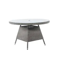 table ronde aluminium et fibre synthétique 4 personnes gris