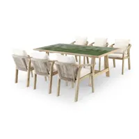 ensemble de table en bois vert et céramique et 6 chaises