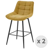 fauteuil de bar en tissu moutarde et métal noir (x2)
