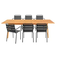 ensemble table de jardin extensible en bois exotique et 6 fauteuils