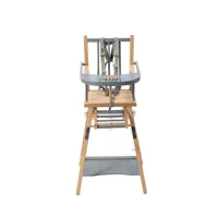 chaise haute transformable  bleu gris