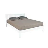 lit avec tête de lit en bois blanc 140x190