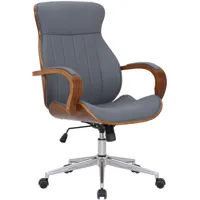 chaise de bureau réglable en similicuir noyer / gris