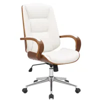 chaise de bureau pivotant ergonomique en similicuir noyer / blanc