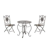 ensemble table et chaises de jardin en métal bronze