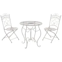 ensemble table et chaises de jardin en métal blanc antique