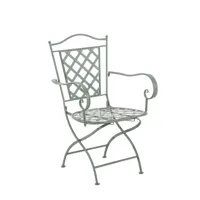 chaise de jardin avec accoudoirs en métal vert antique