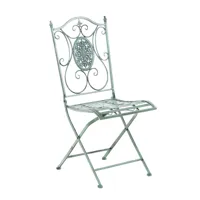 chaise de jardin pliable en métal vert antique