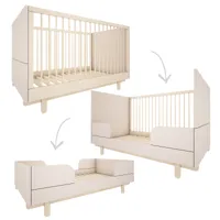 chambre bébé : trio - lit évolutif 70x140 commode armoire beige