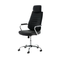 chaise de bureau réglable pivotant en similicuir noir