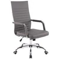 chaise de bureau réglable pivotant en similicuir gris