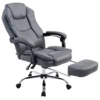 chaise de bureau réglable pivotante en similicuir gris