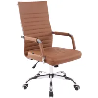 chaise de bureau réglable pivotant en similicuir marron clair