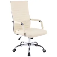 chaise de bureau réglable pivotant en similicuir crème