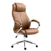 chaise de bureau pivotant ergonomique en véritable cuir marron clair