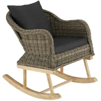 fauteuil à bascule en rotin tressage à l’aspect naturel avec cadre en