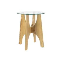 table d'appoint ronde en bois et verre d45
