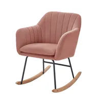 fauteuil  tissu rose poudré rocking chair