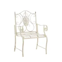 chaise de jardin avec accoudoirs en métal crème antique