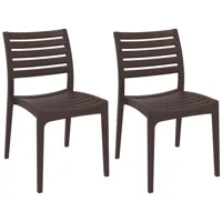 lot de 2 chaises de jardin empilables en plastique marron