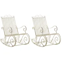 lot de 2 fauteuils à bascule pour jardin en métal crème antique