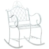chaise à bascule d'extérieur en métal blanc antique