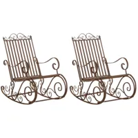 lot de 2 fauteuils à bascule pour jardin en métal marron