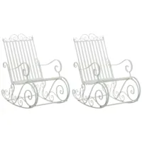 lot de 2 fauteuils à bascule pour jardin en métal blanc